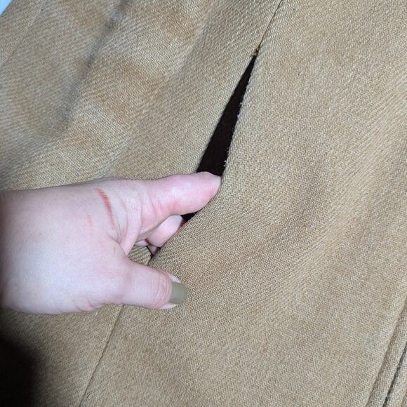 J. Crew Camel Tan Italian Stadium Cloth Wool Blend Full Zip Lodge Coat Sz 2 - Picture 4 of 7